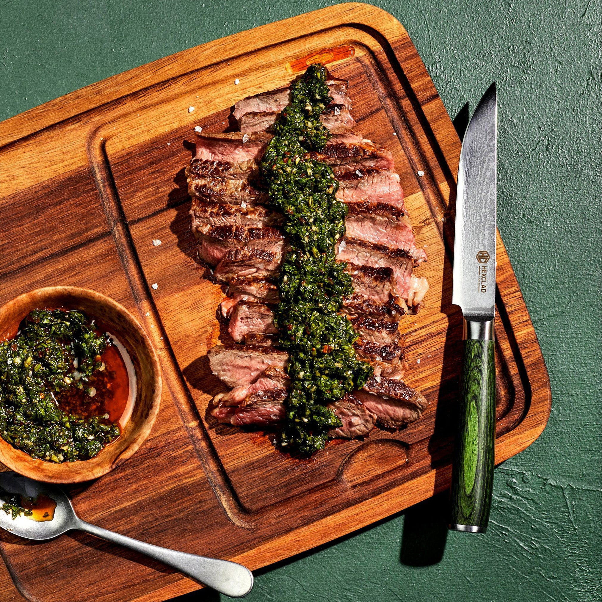 Damascus Steel Steak Knife Set, 4-pc (Green)